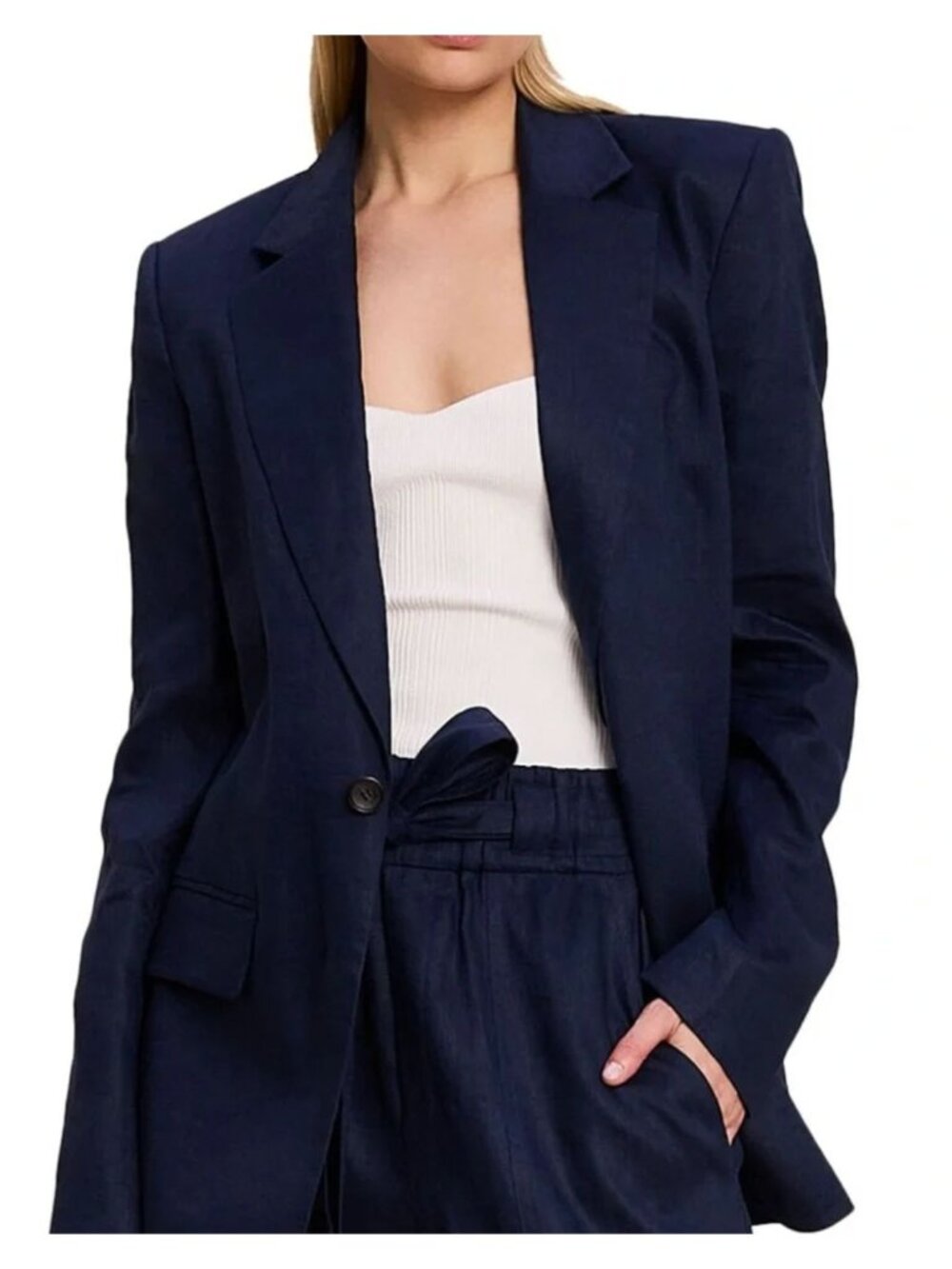 A.L.C. Arlo Linen Blazer Jacket Navy Blue Size 4